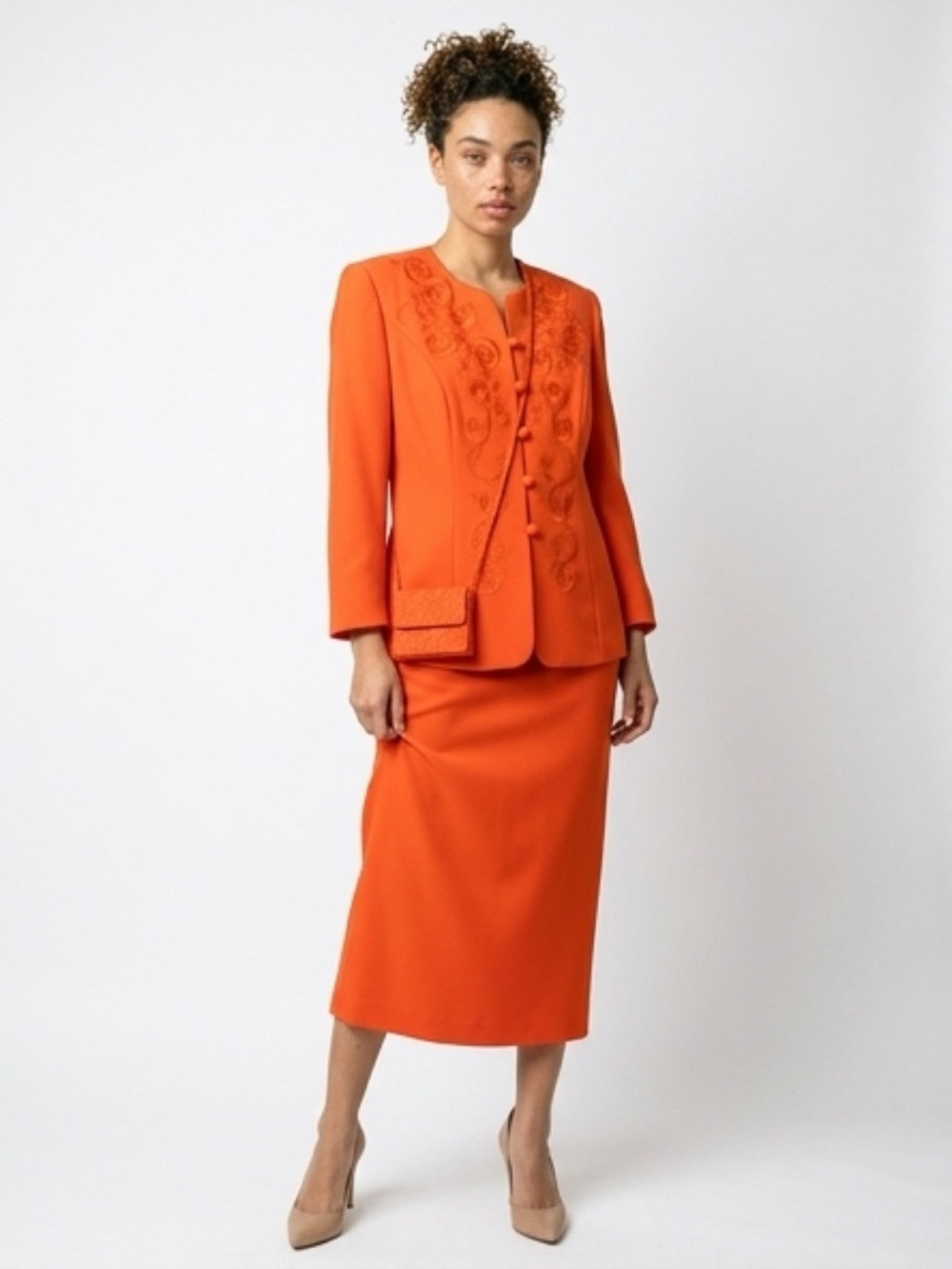 EMILY Orange Pencil Dress Skirt Suit- Classic 18W